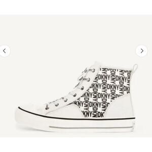 DKNY sz 7/ 8.5  shell toe high top‎ canvas sneakers NWT